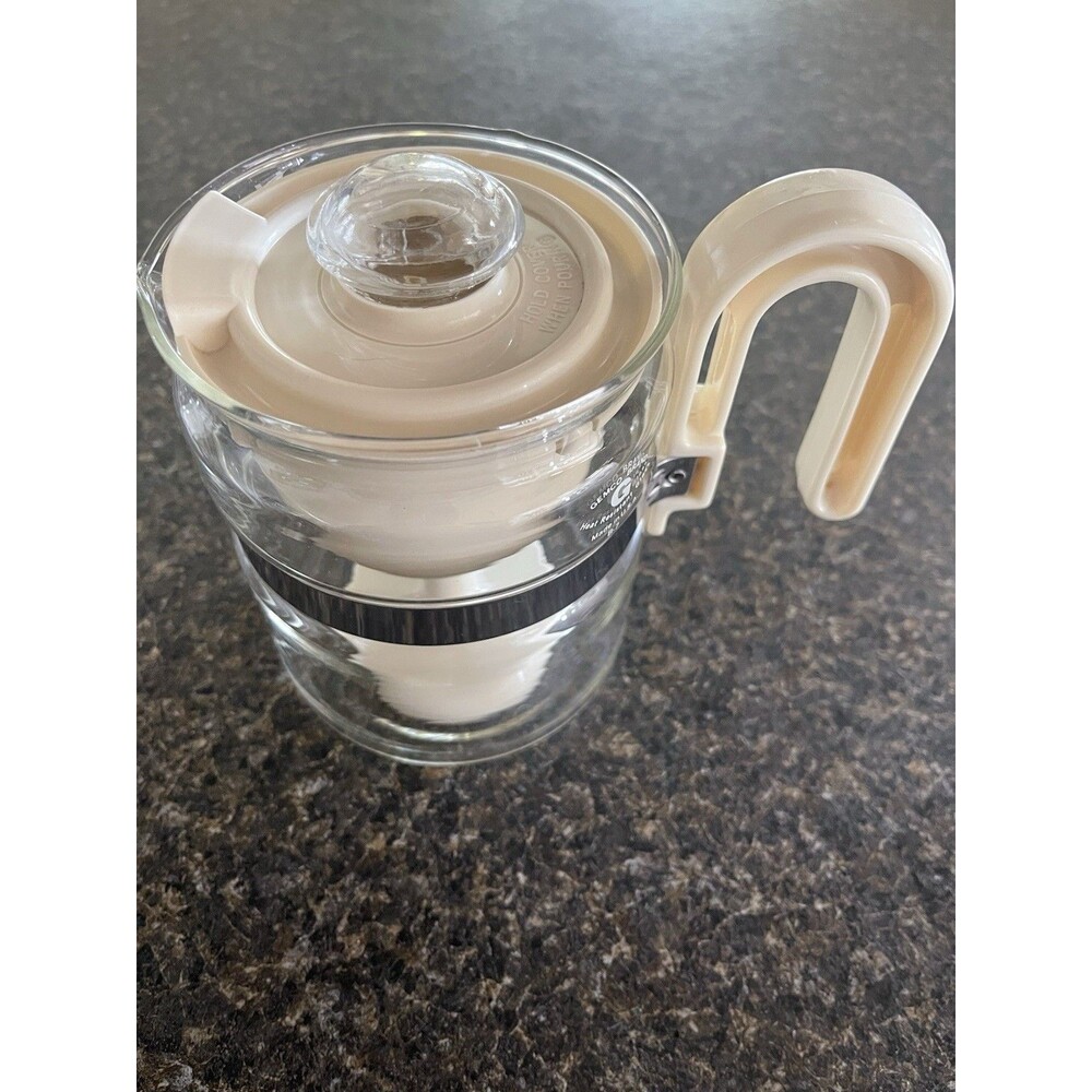 Vintage Gemco Glass Stovetop Coffee Percolator 2-4 Cup Almond Complete USA